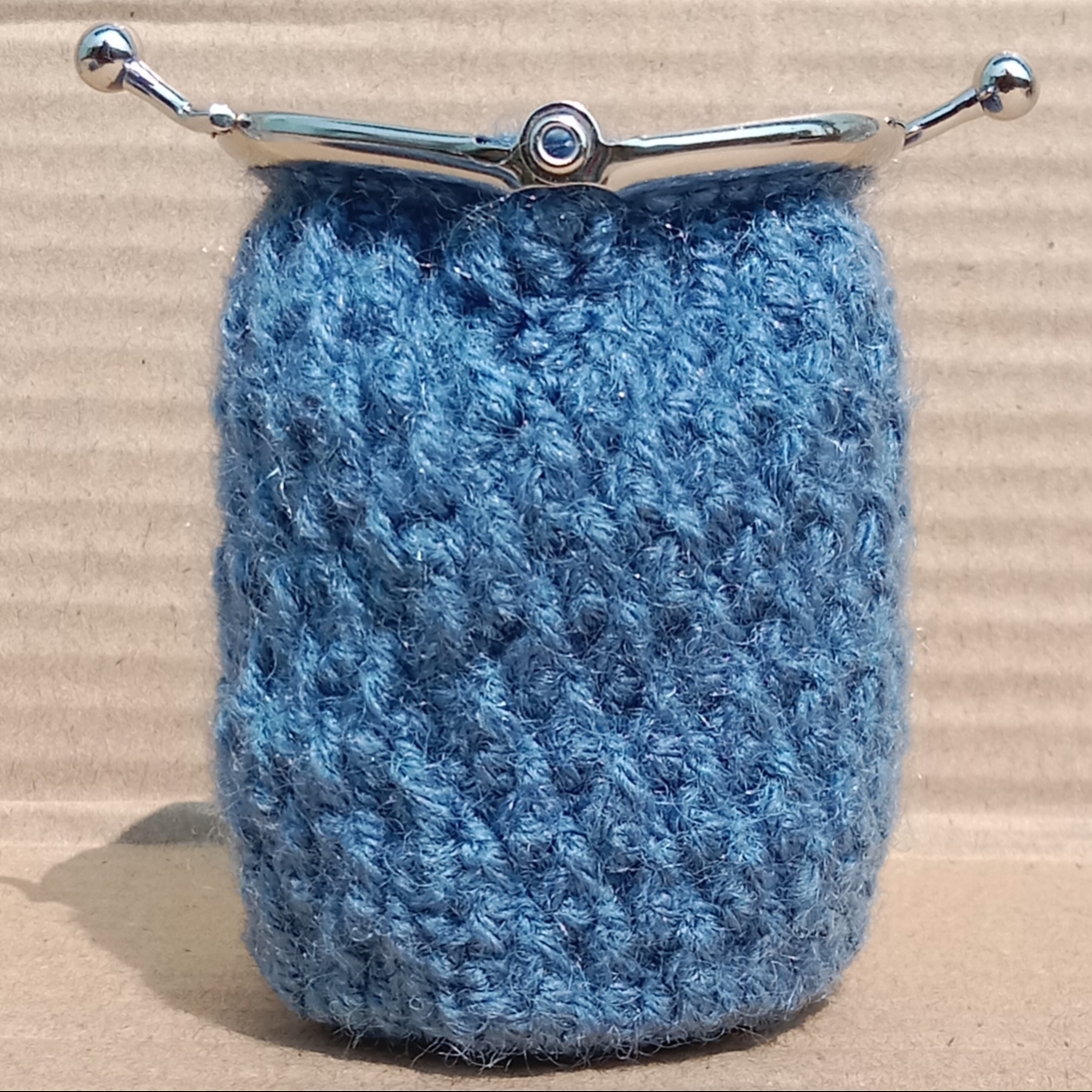 Crochet Woollen Alpine Stitch Clutch Pouch With Keychain  image