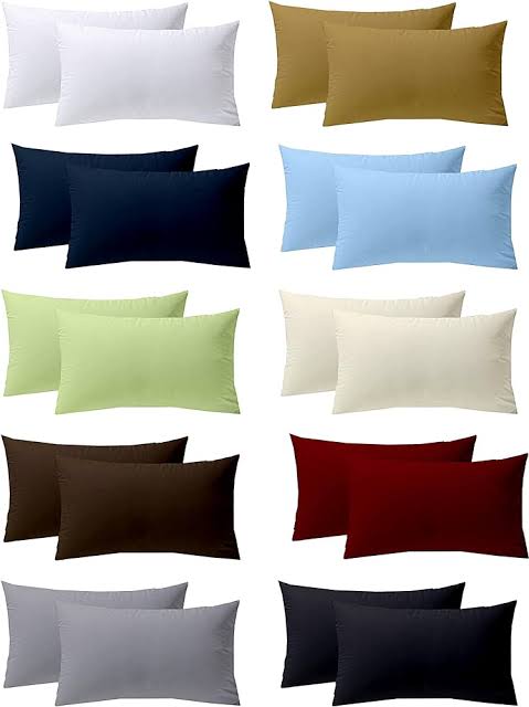 Solid Plain Sleeping Pillow Cover Stitching (Set of 2) image