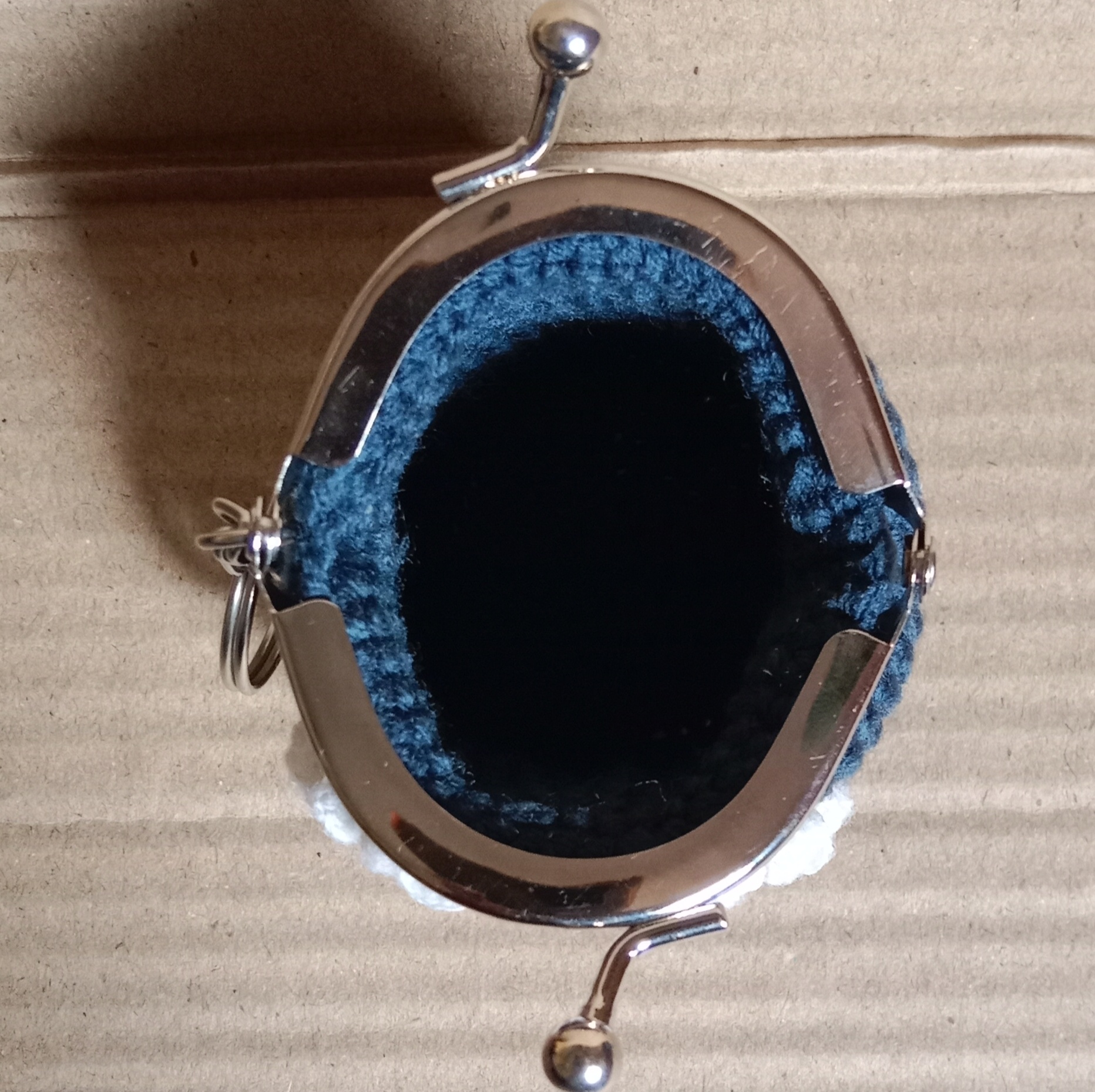 Crochet Woollen Mini Coin Clutch With Keychain image