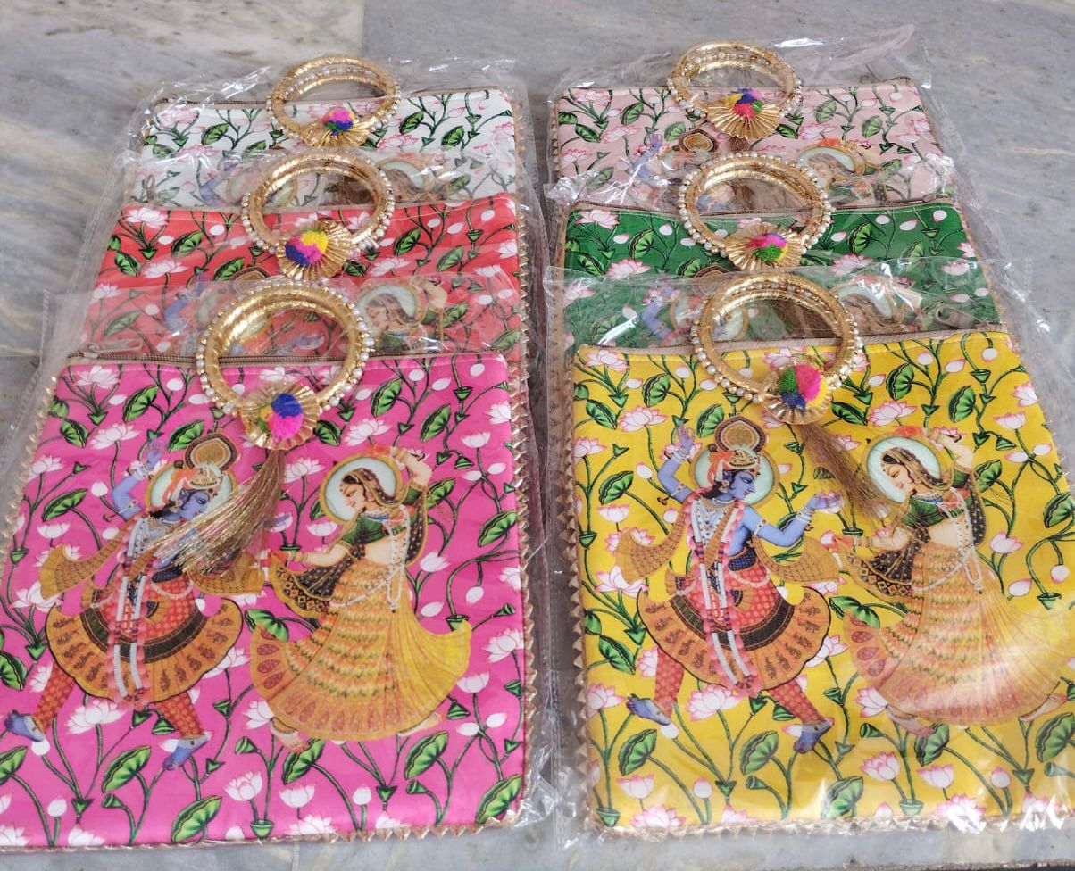 100pcs Radha Krishna Ji Printed Hand Bag image