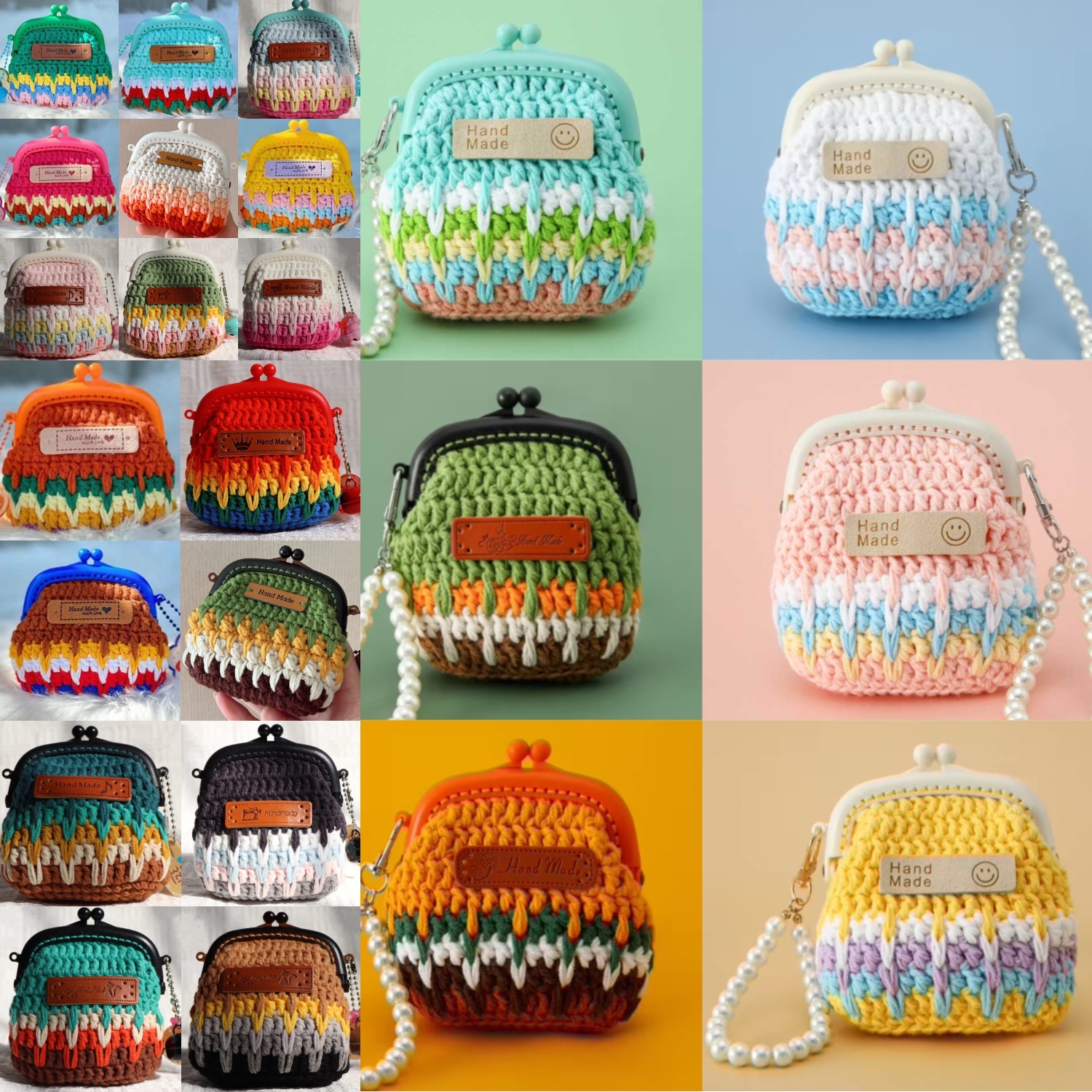 Pack of 10 Assorted Crochet Woollen Mini Coin Clutch image