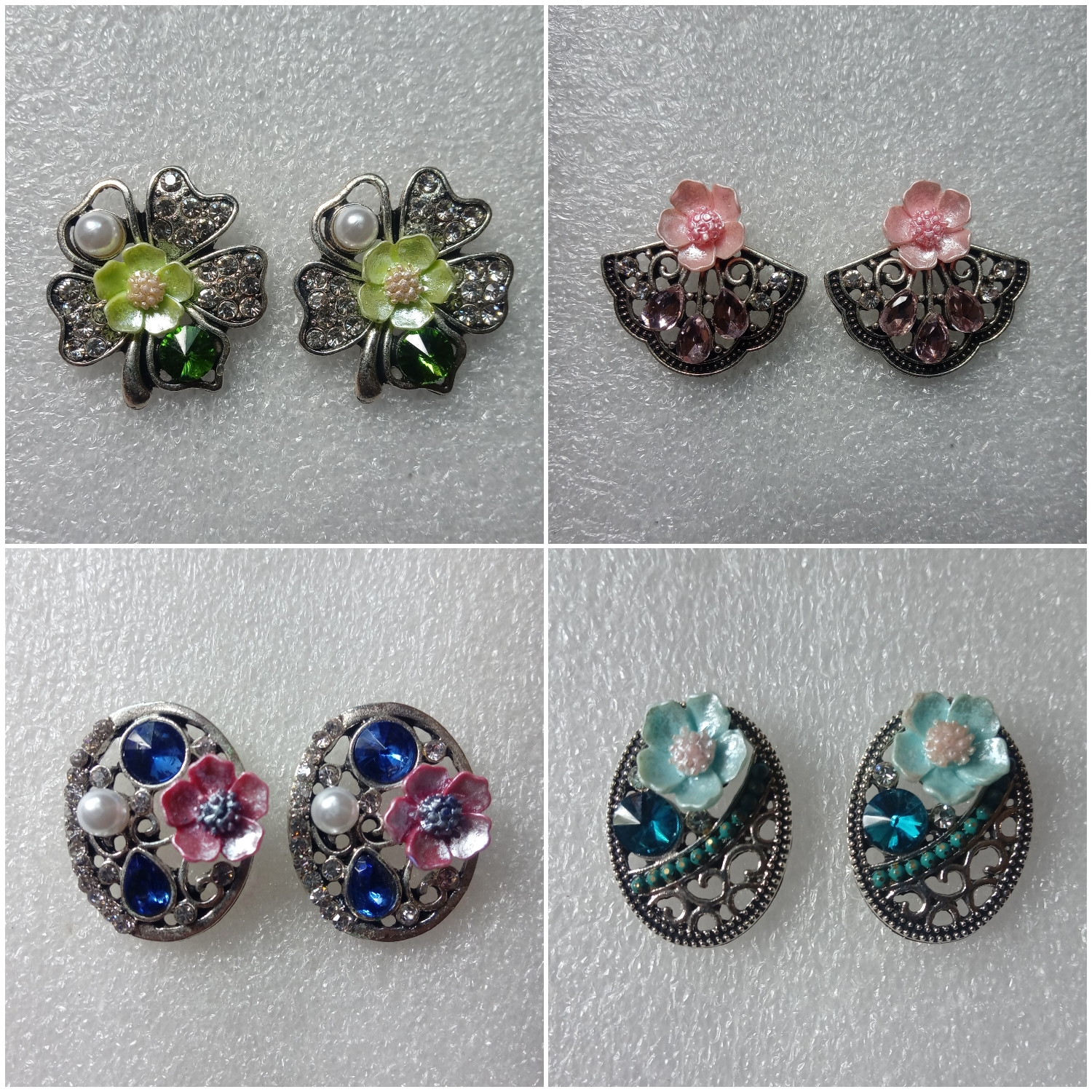 Pack of 4 Stone Bead Studded Top Earrings image