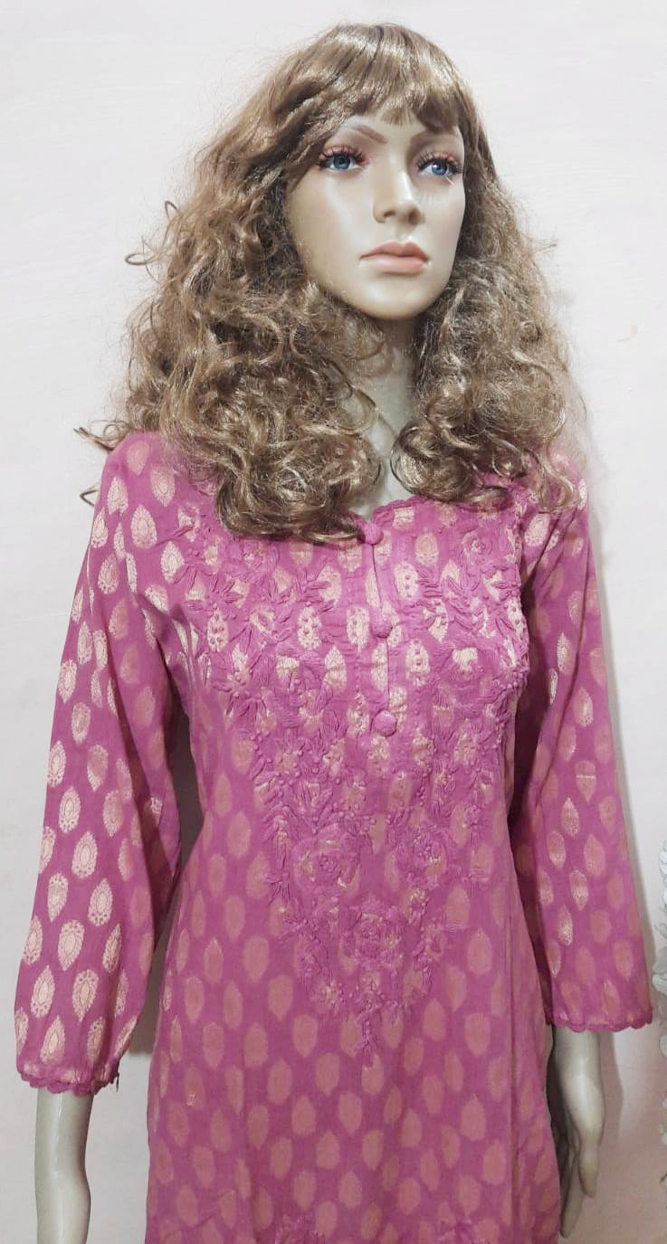 Shehzi Creations Chikan embroidery Kurtis Available Sizes (M-XXL) image