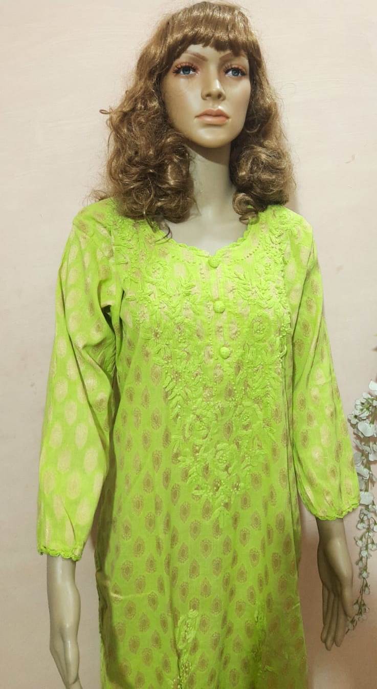 Shehzi Creations Chikan embroidery Kurtis Available Sizes (M-XXL) image