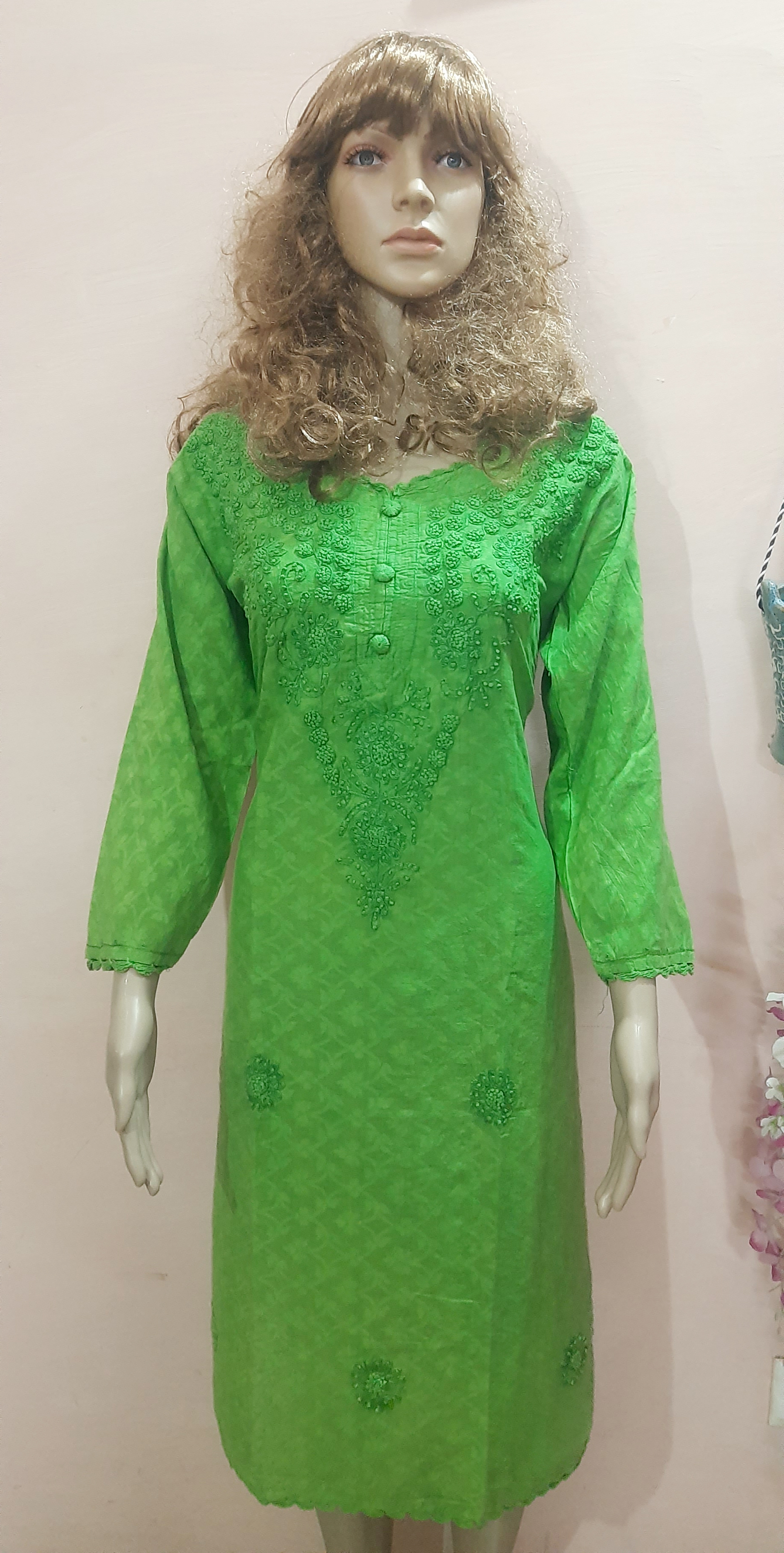 Shehzi Creations Lucknowi kurti with chikan embroidery Kurtis Available Sizes (M-XXL) image