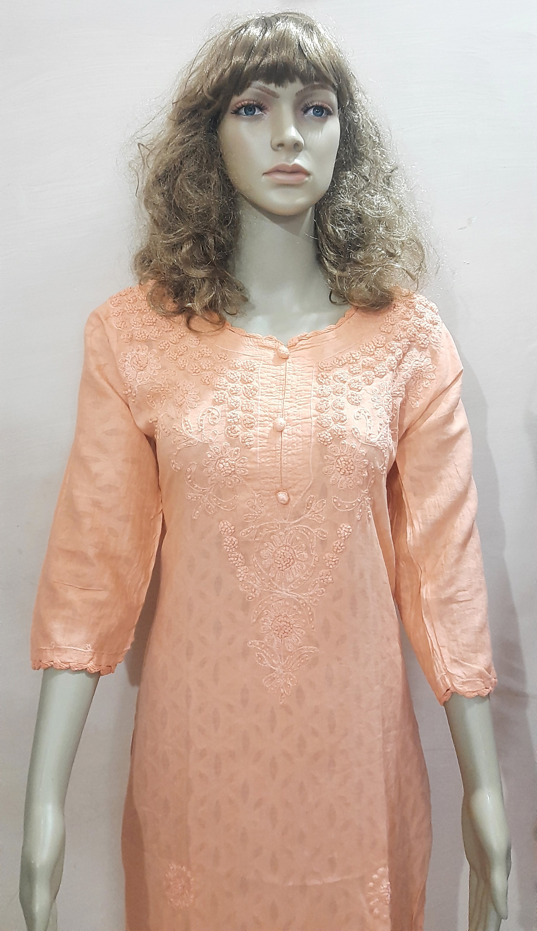 Shehzi Creations Lucknowi kurti with chikan embroidery Kurtis Available Sizes (M-XXL) image