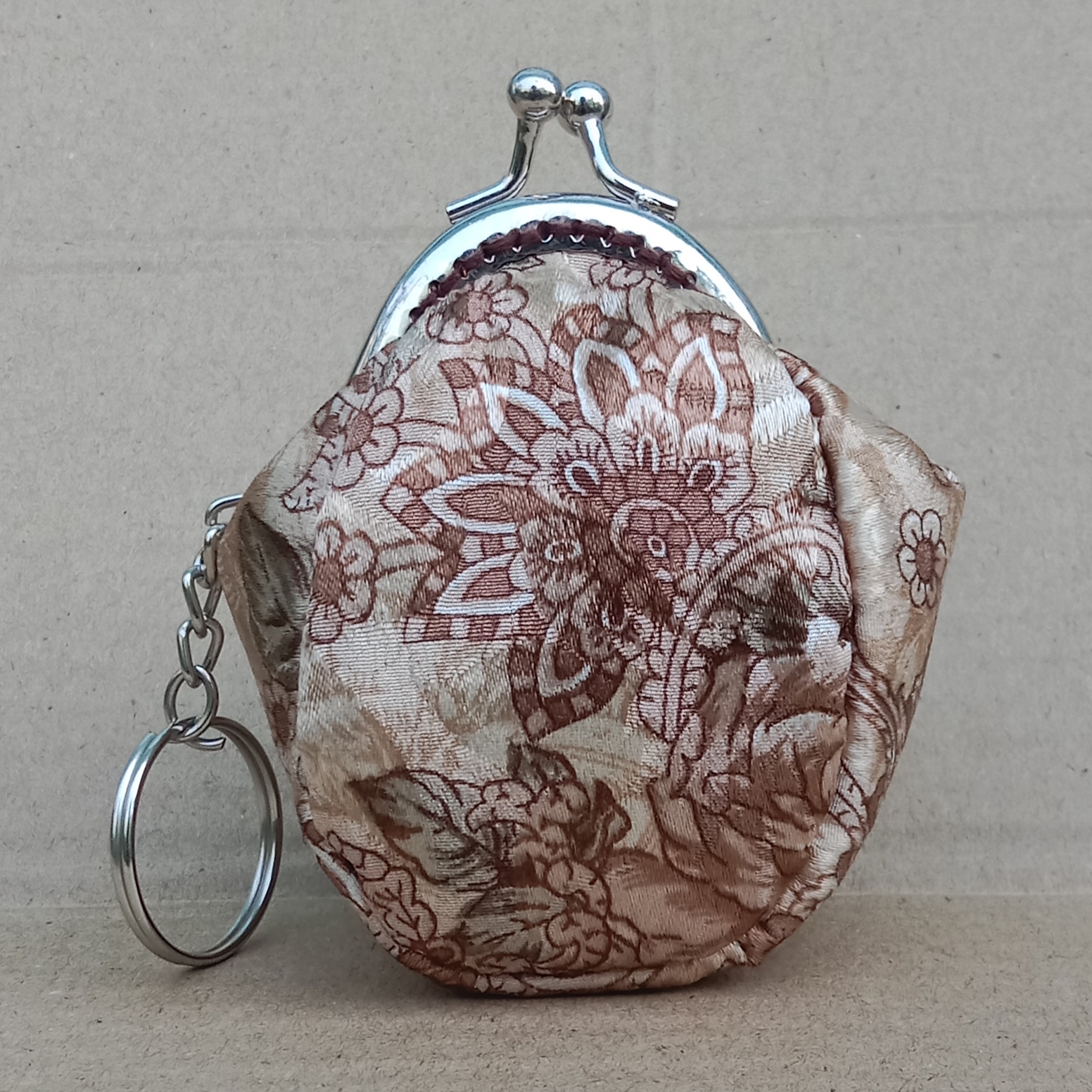 Handmade Fabric Coin Clutch With Keychain image