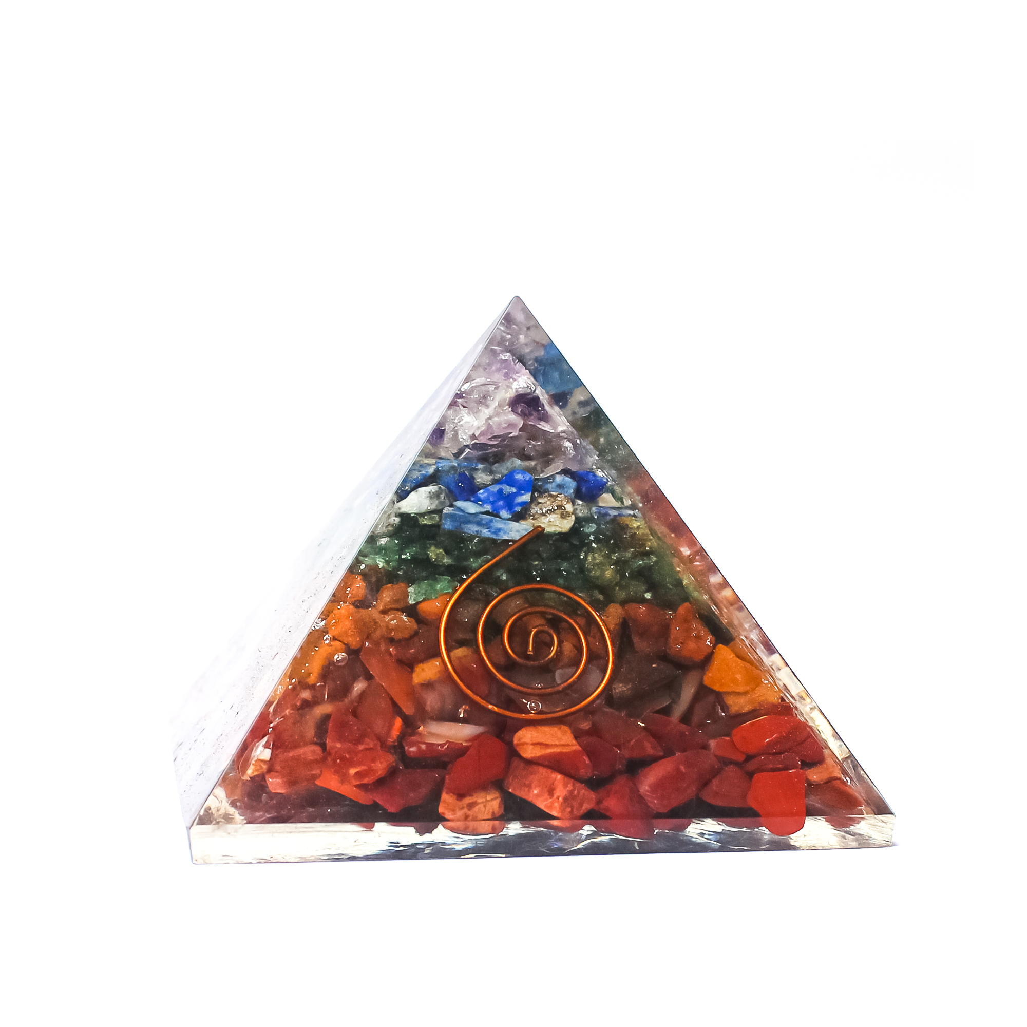 7 Chakra Orgone Crystal 3 Inch Pyramid Handcrafted Resin with Power Symbol for Balance, Healing, and Alignment image