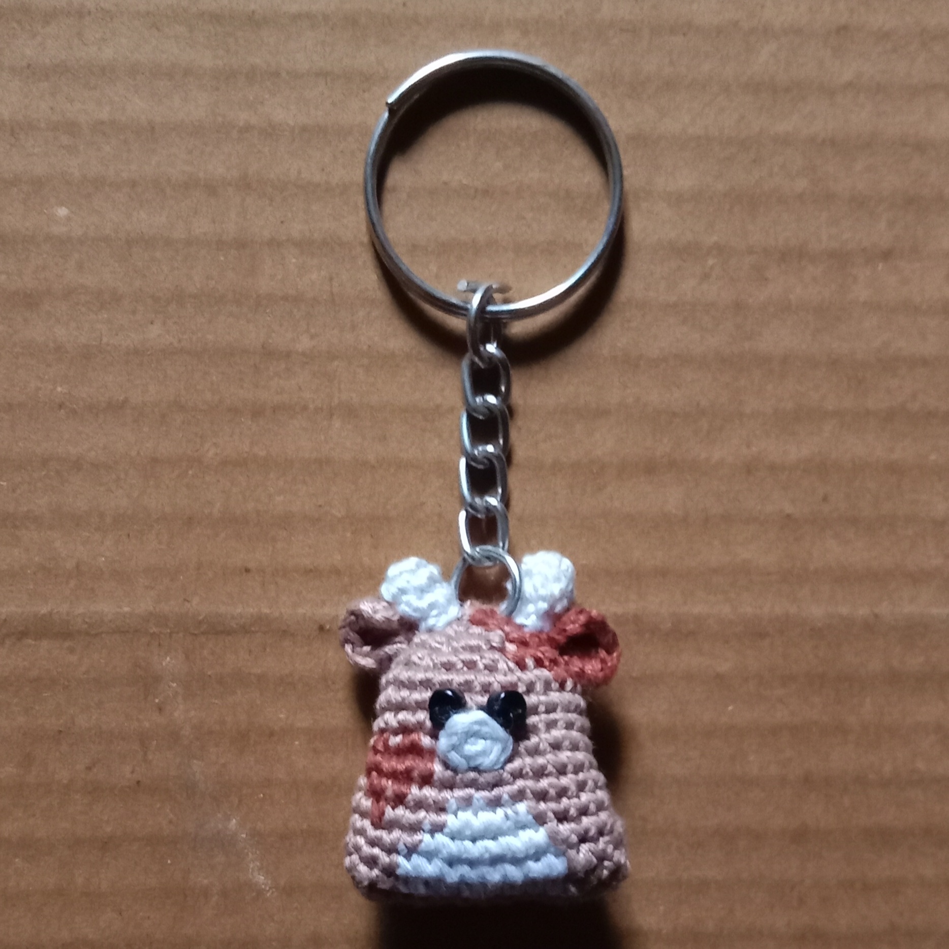 Crochet Mini Cow Keychain image