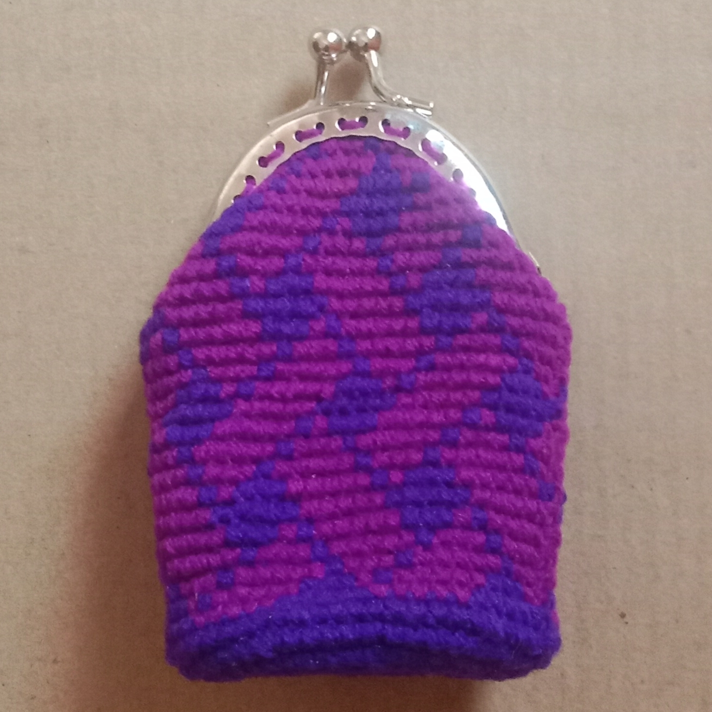 Crochet Woollen Clutch Pouch with Keychain image
