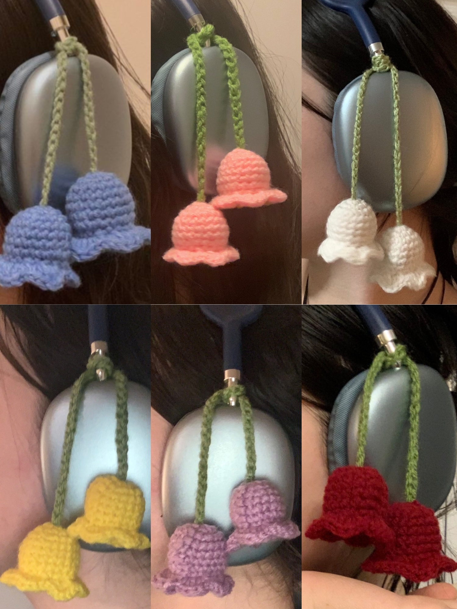 Crochet Woollen Lily Of The Valley Flower Cord Accessory image