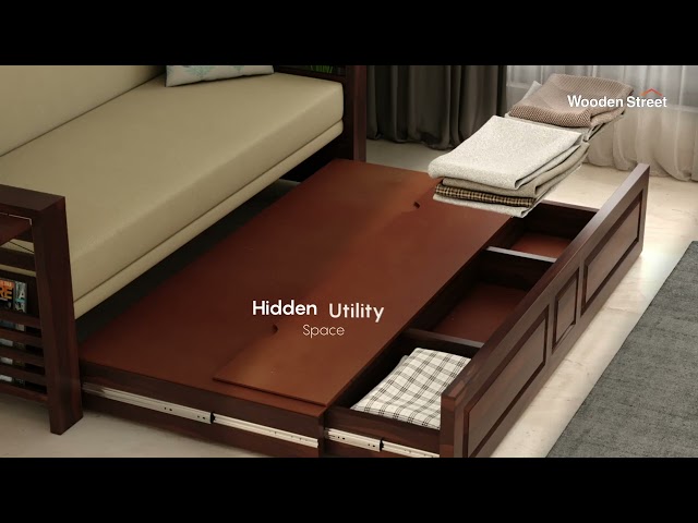 Feltro Sheesham Wood Sofa Bed With Storage image
