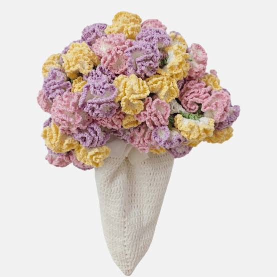 Handmade To Order Crochet Carnation Bouquet Blanket image