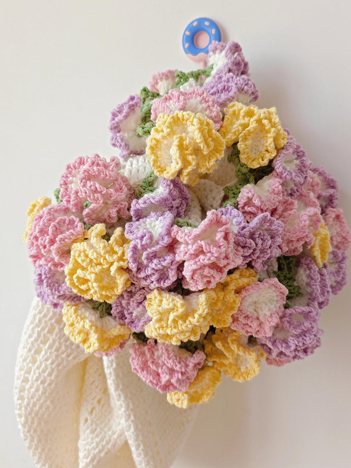 Handmade To Order Crochet Carnation Bouquet Blanket image