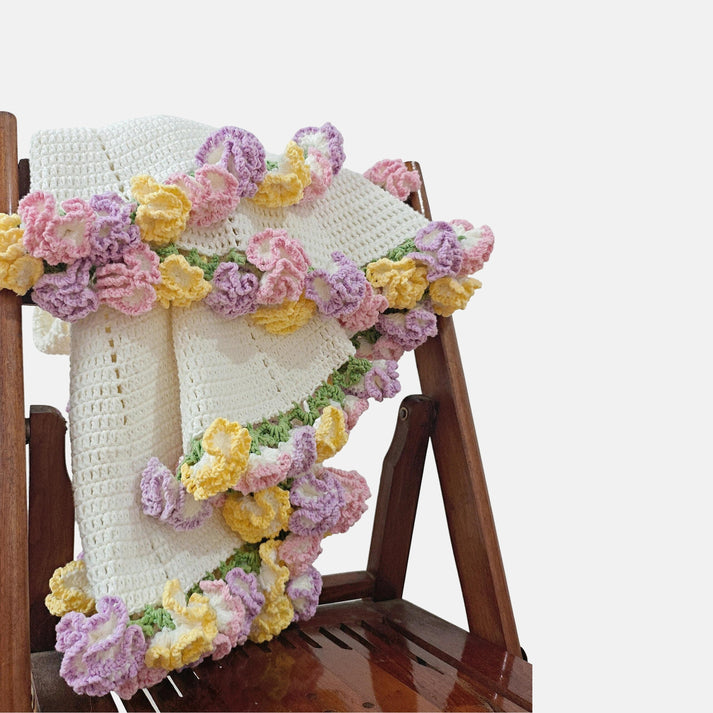 Handmade To Order Crochet Carnation Bouquet Blanket image