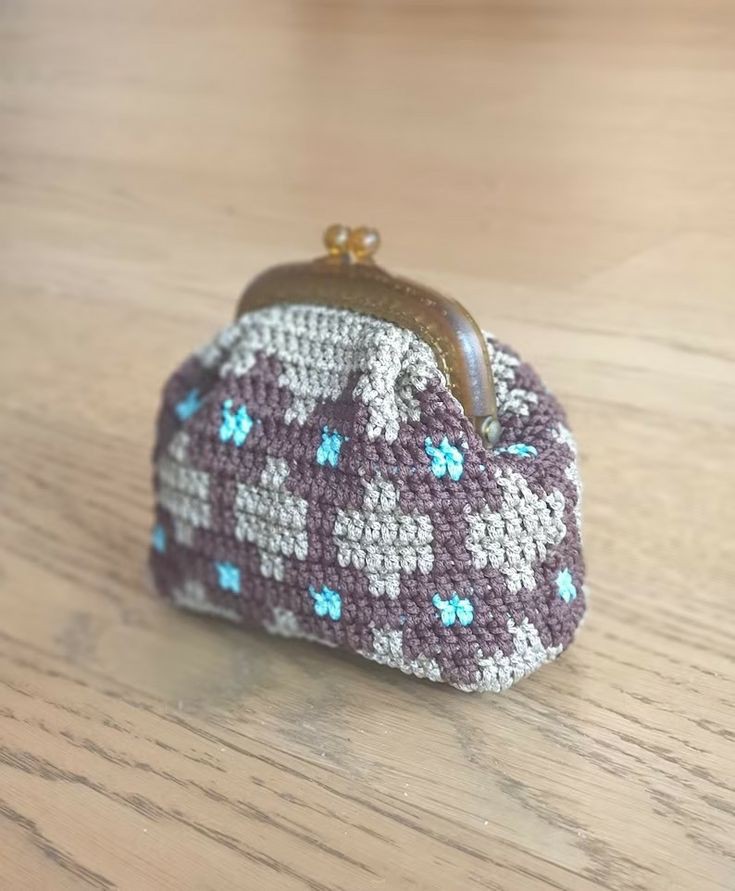 Handmade To Order Crochet Woollen Tapestry Clutch Pouch image