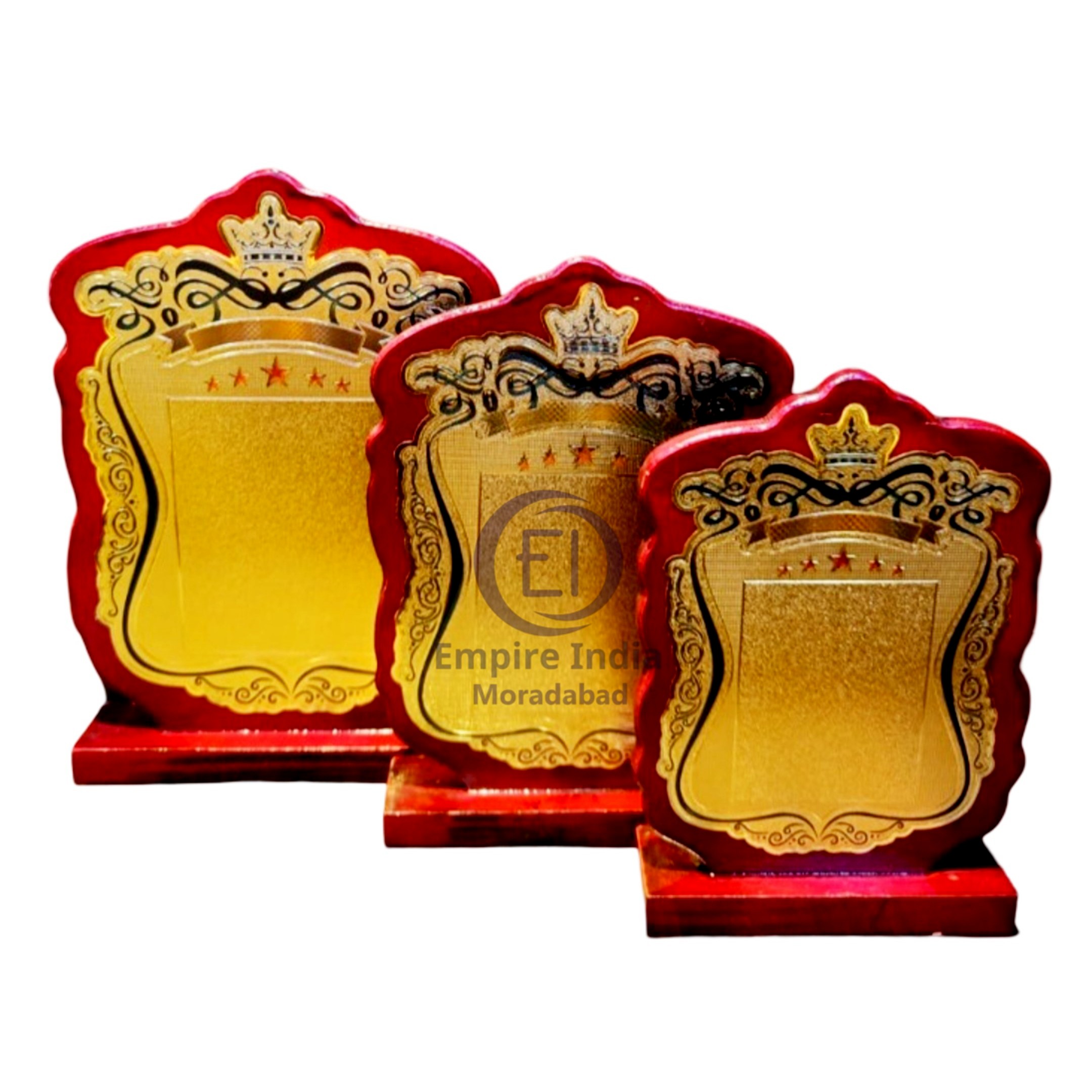Crown Design Wooden MDF Trophy Set, Royal Award Plaque Manufacturer, Empire India Moradabad image