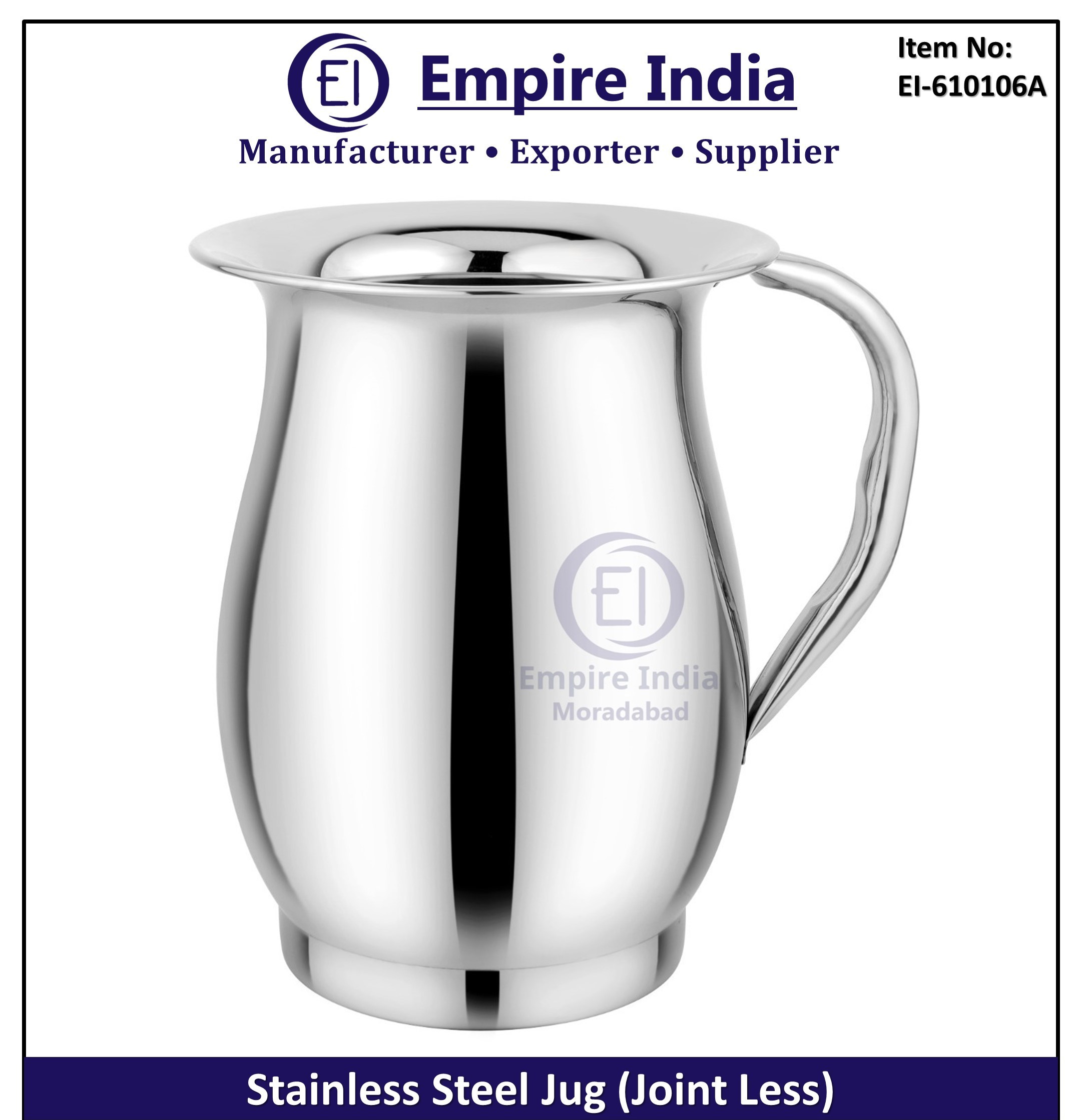Jointless Stainless Steel Jug, Premium Metal Water Jug for Hotels & Catering, Empire India Moradabad image