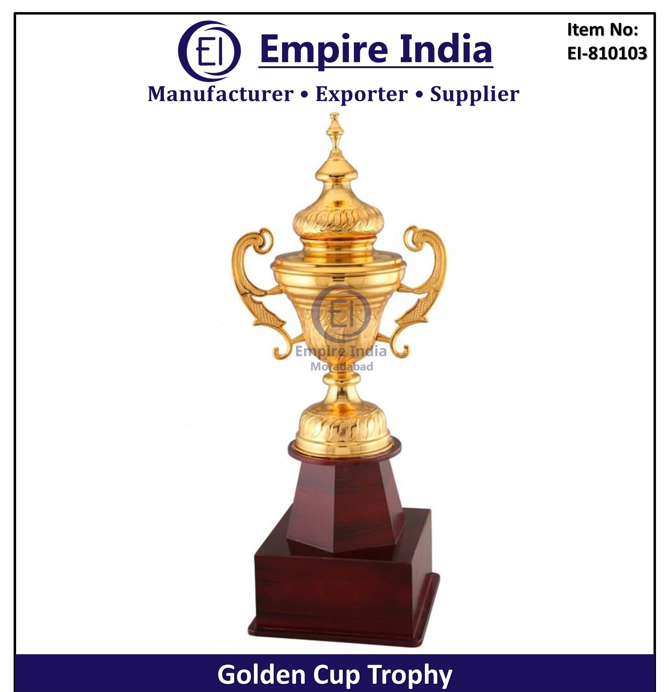 Classic Golden Cup Trophy, Premium Metal Award Cup Manufacturer, Empire India Moradabad image