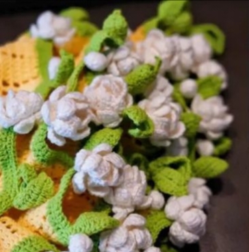 Crochet Woollen Jasmine Flower Bouquet Blanket  image
