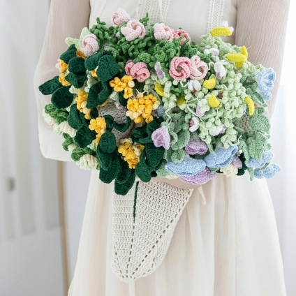 Crochet Woollen Wild Flower Bouquet Blanket  image