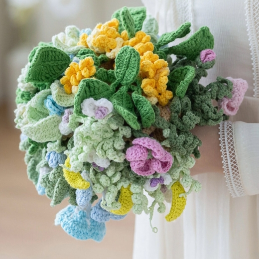 Crochet Woollen Wild Flower Bouquet Blanket  image