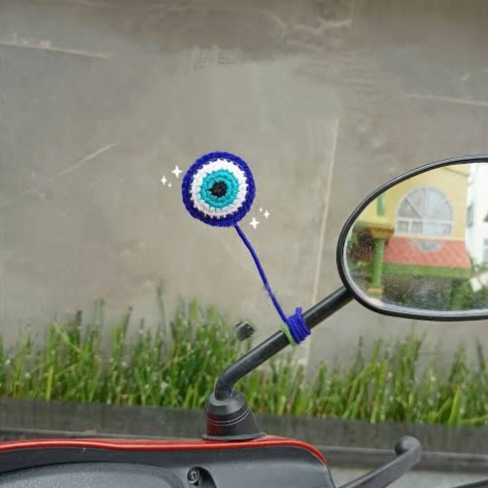 Crochet Woollen Evil Eye Scooty Charm image