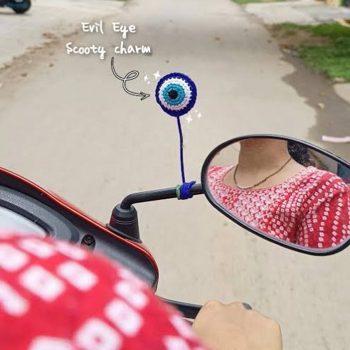 Crochet Woollen Evil Eye Scooty Charm image