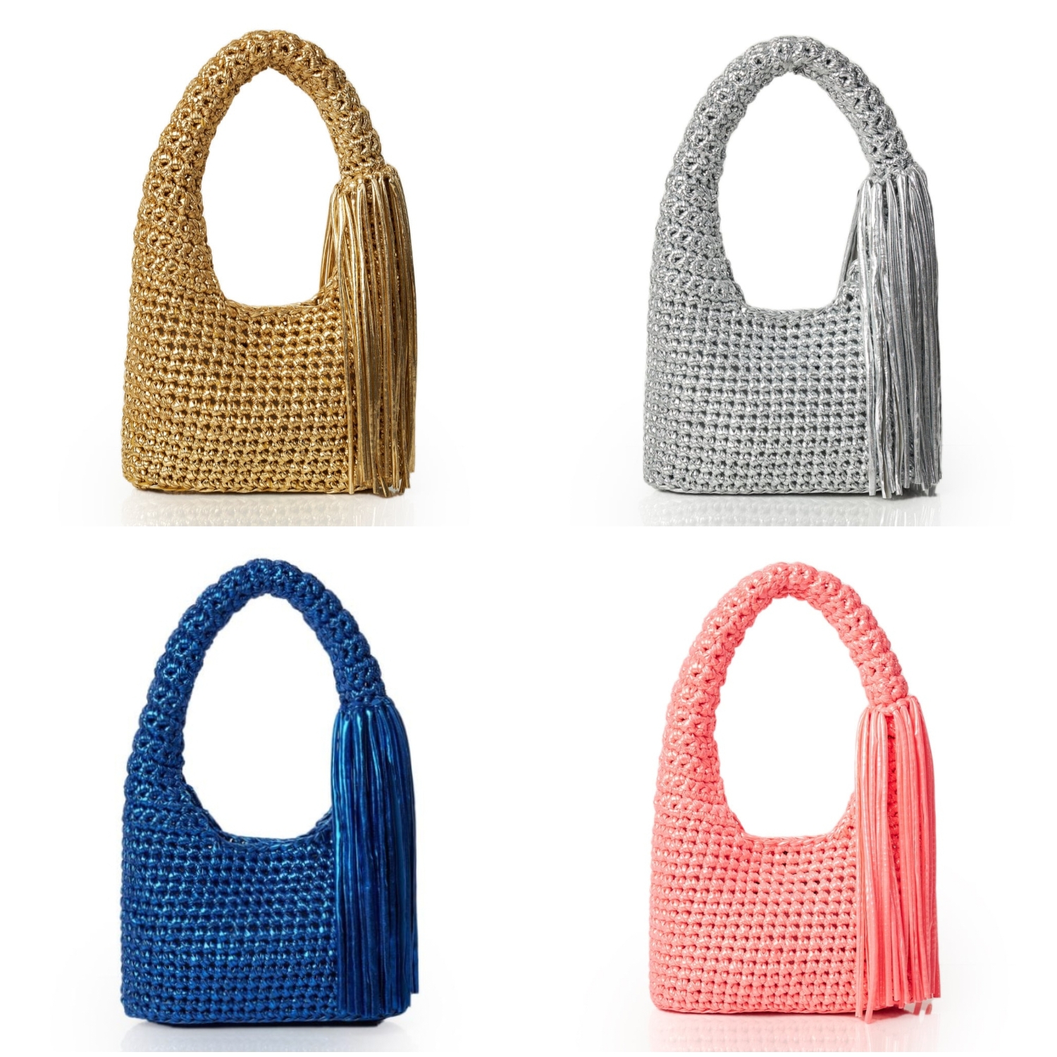 Crochet Metallic T-Shirt Yarn Shoulder Bag/Handbag image