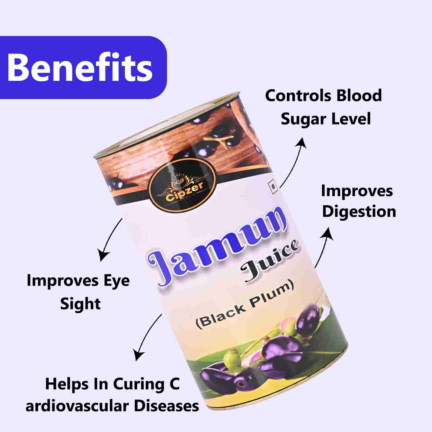 Cipzer Jamun juice | Organically farmed Jamun juice helps  to keep you heart and body healthy(Pack of 1)-500ml