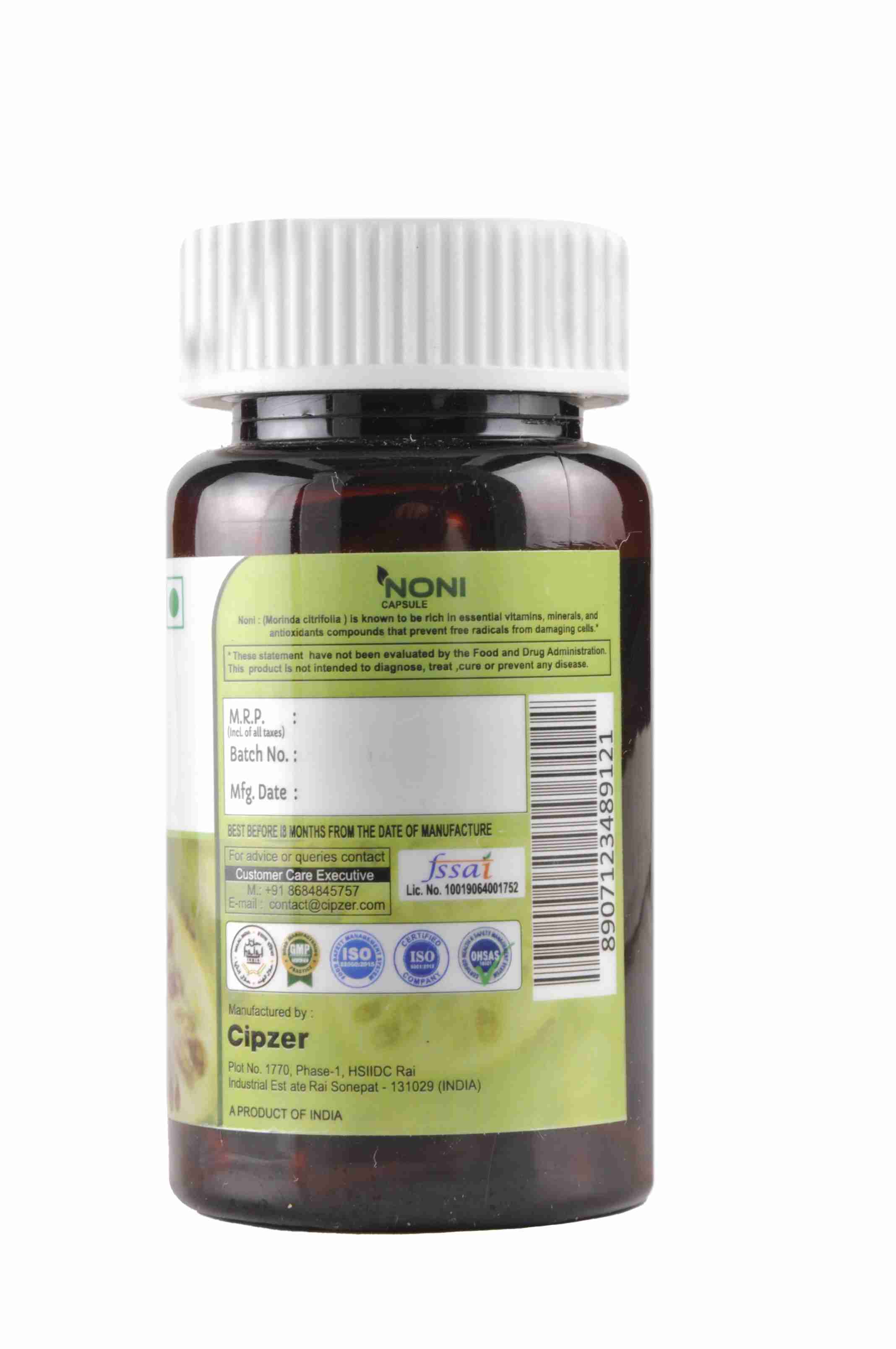 Cipzer Noni Capsule|Prevents Arthiritis|Improves skin quality(Pack of 1)-60 capsules image