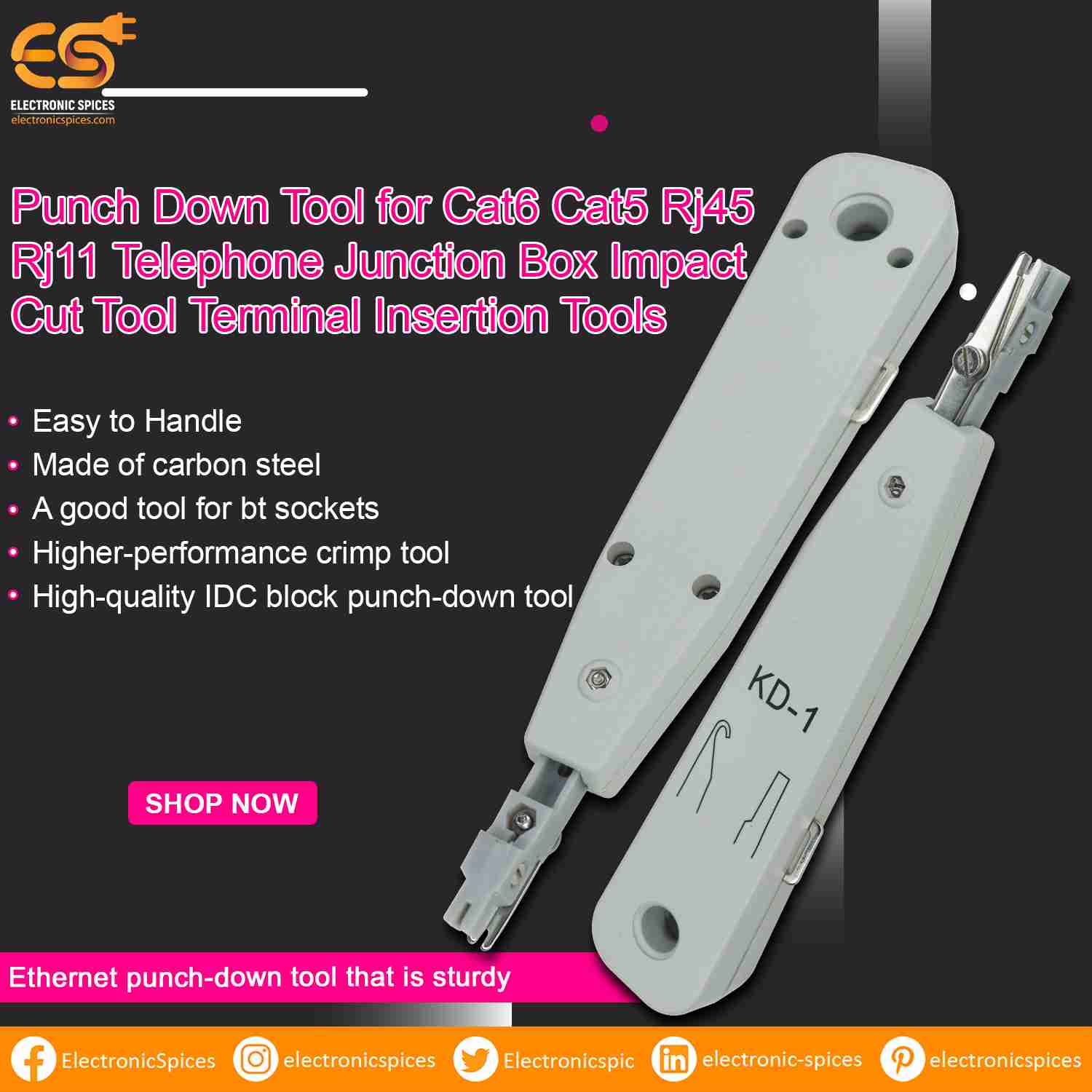 Punch Down Tool for Cat6 Cat5 Rj45 Rj11 Telephone Junction Box Impact Cut Tool Terminal Insertion Tools