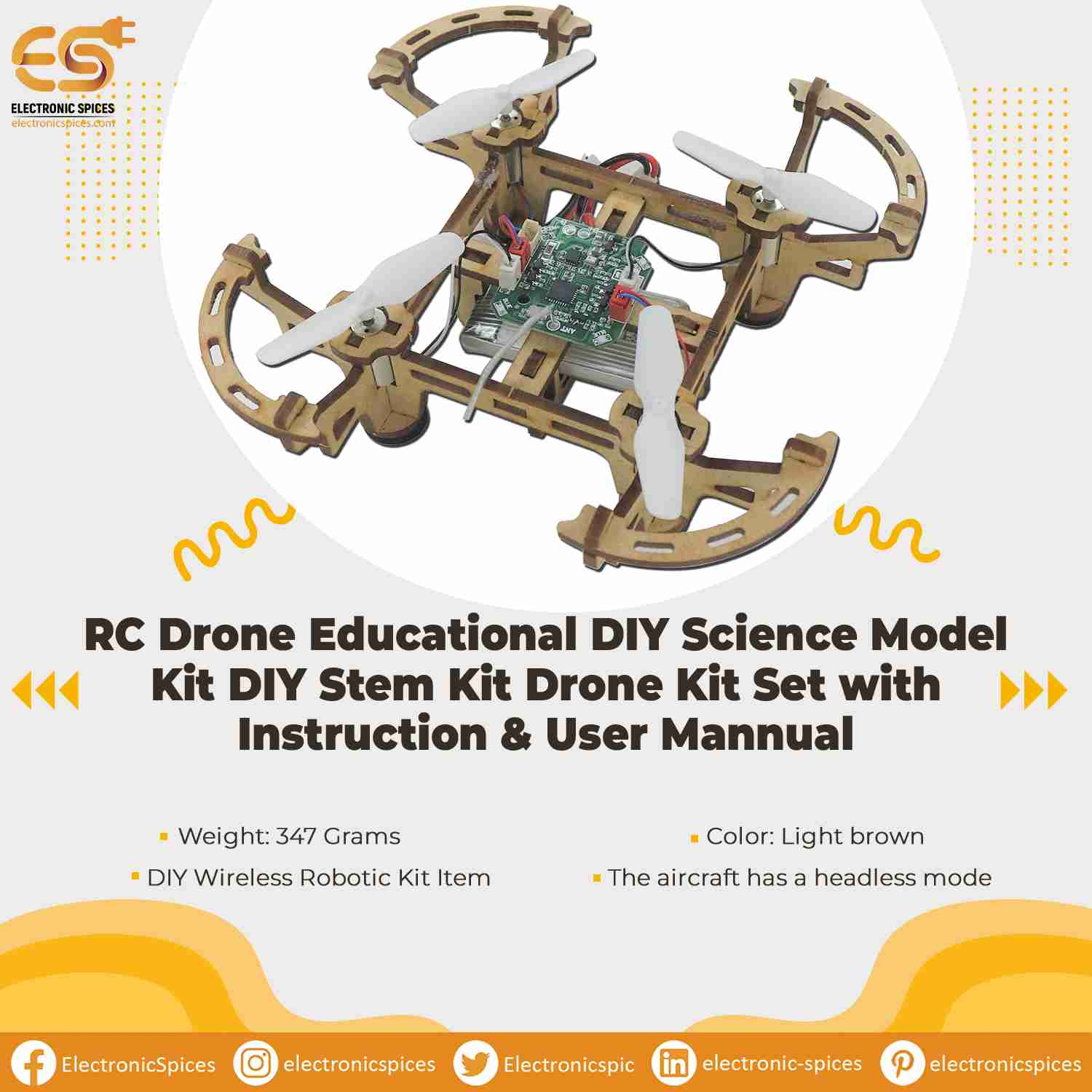 RC Drone Educational DIY Science Model Kit DIY Stem Kit Drone Kit Set with Instruction & User Mannual