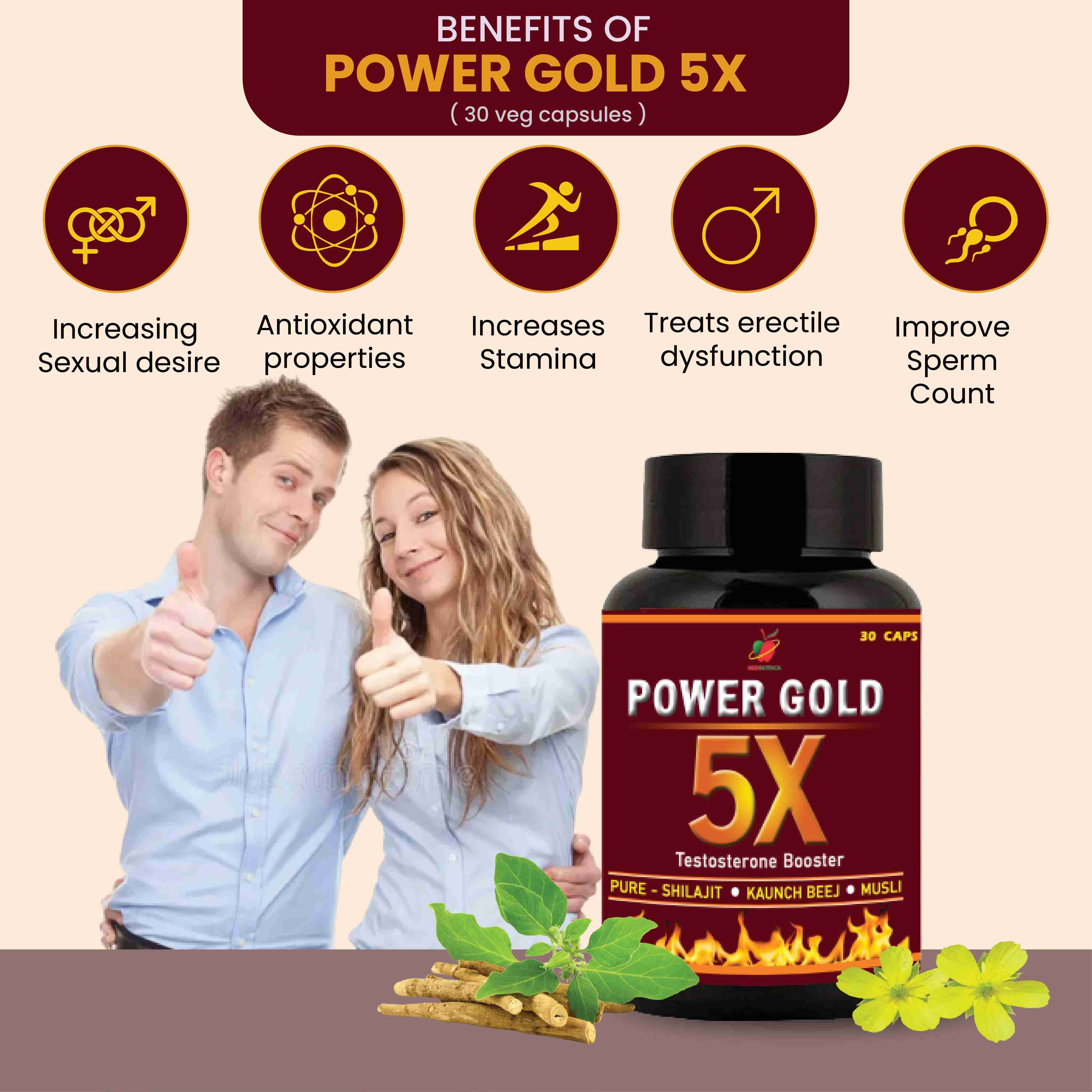 Medinutrica Ayurvedic Power Gold 5X 30 Veg Capsules Best Male Enhancement Pills