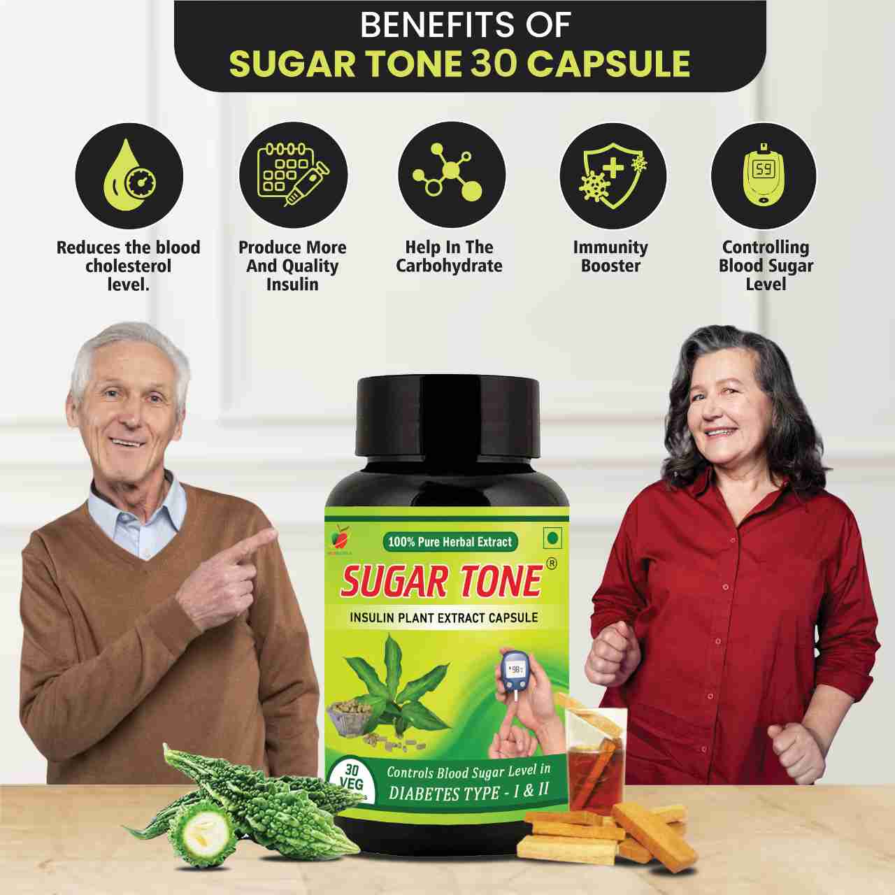 Sugartone Diabetes Control 30 Veg Capsules 