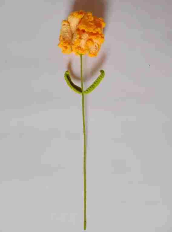Crochet Woollen (Bright Orange/Pale Dull Orange) Carnation Flower