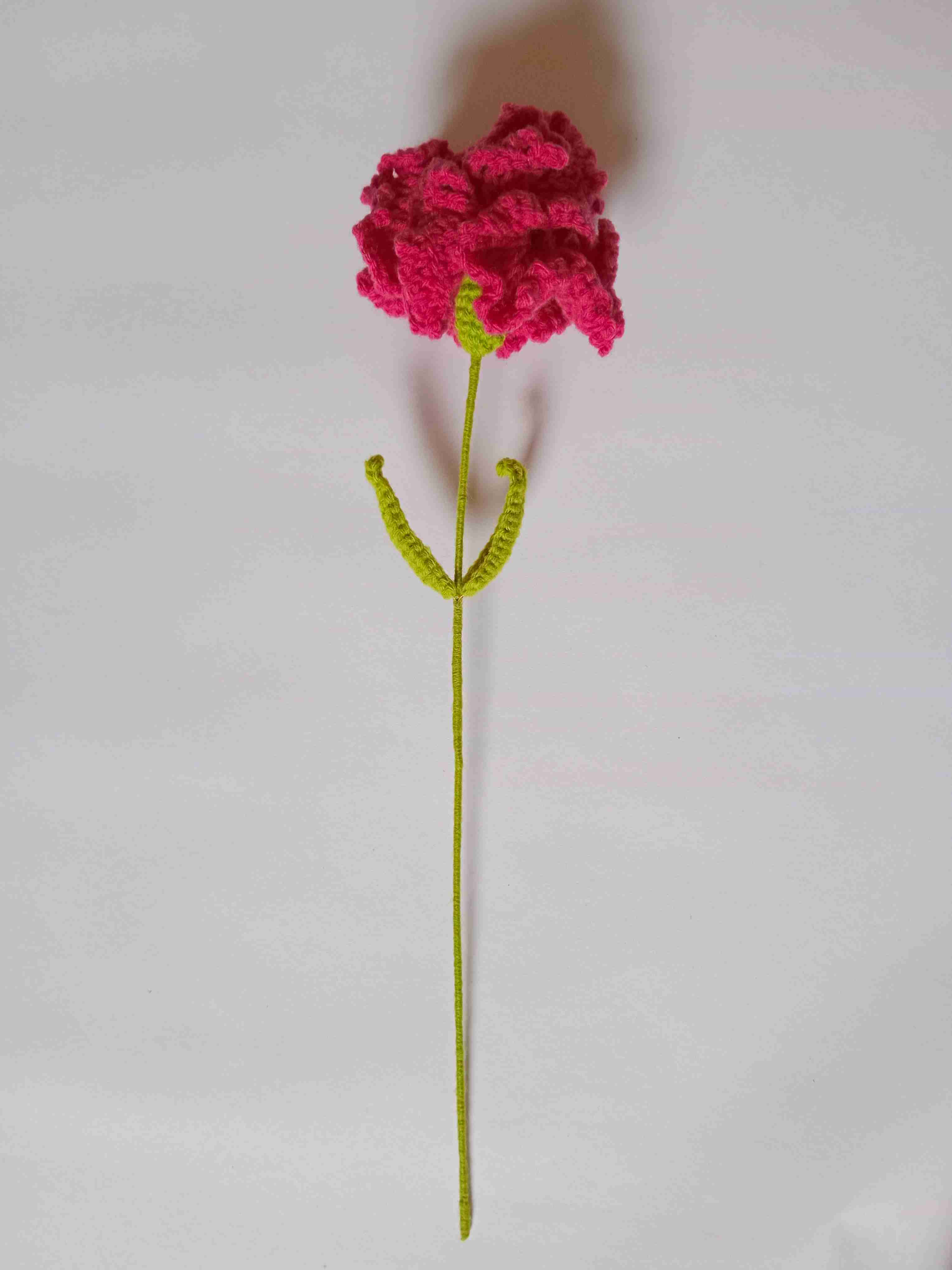 Crochet Woollen Pale Pink Carnation Flower
