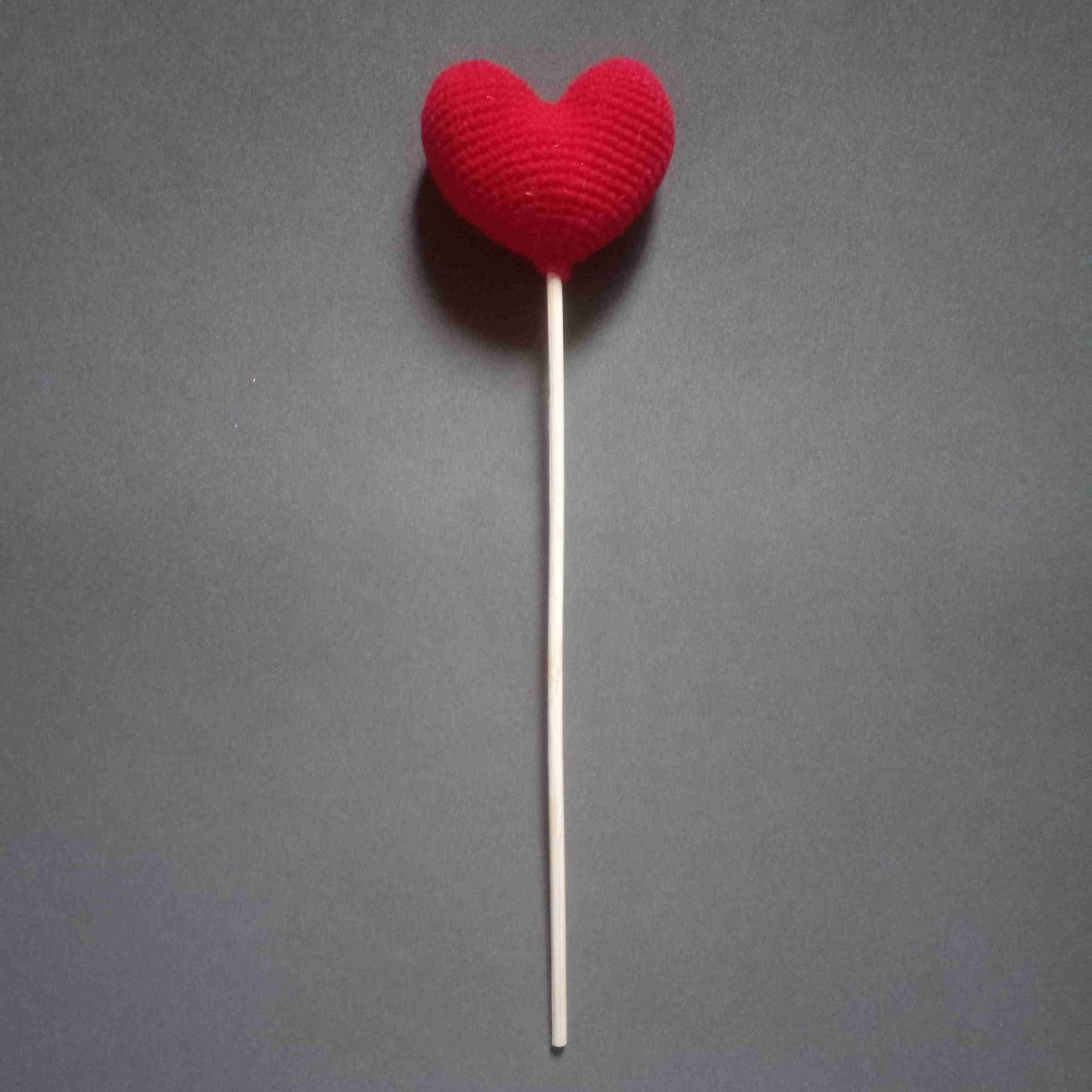 Crochet Woollen Heart Stick