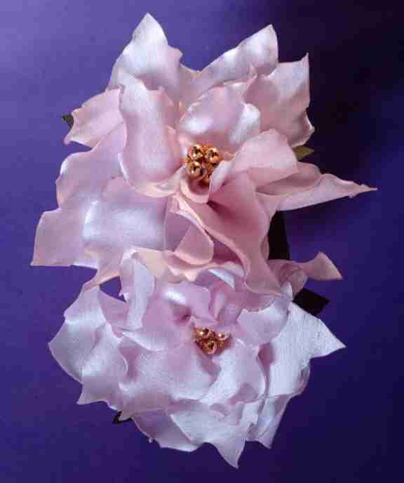Light Pink Fabric Flower Bobby Pin Pair