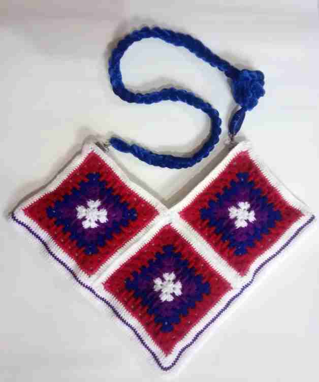 Crochet Woollen Granny Square Sling Bag