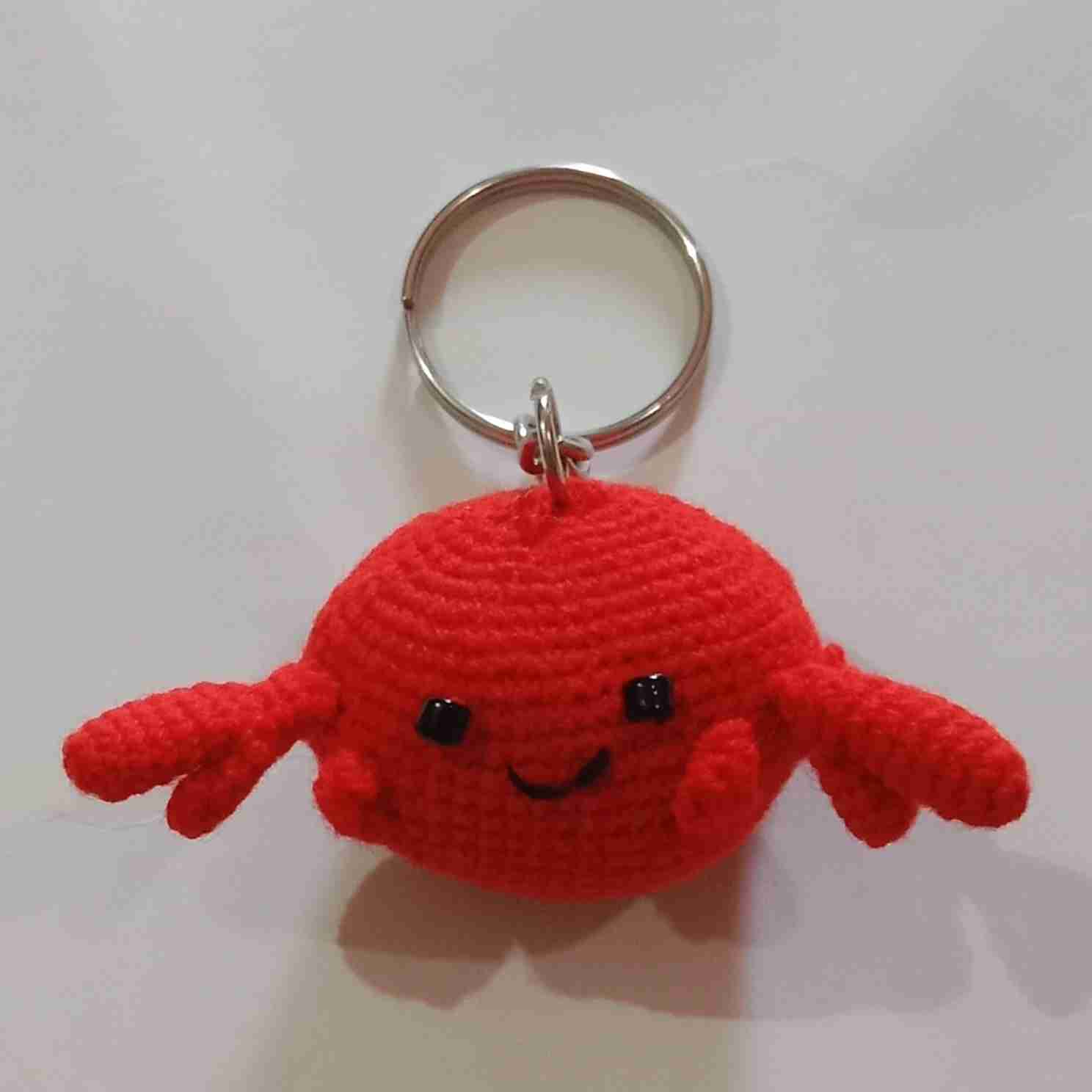 Crochet Woollen Crab Keychain