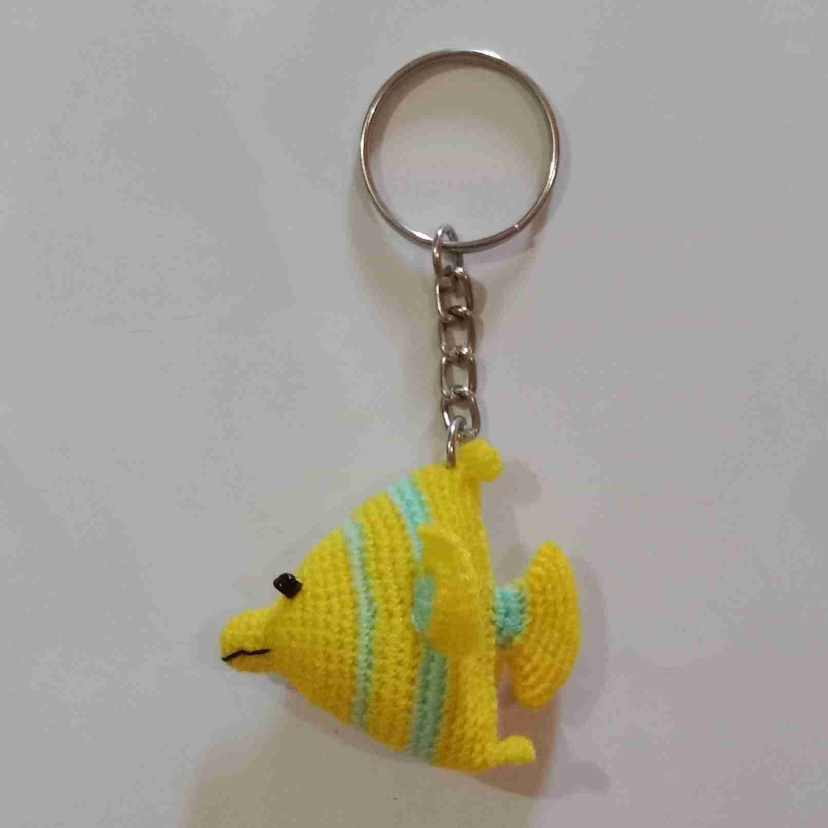 Crochet Woollen Angelfish Keychain