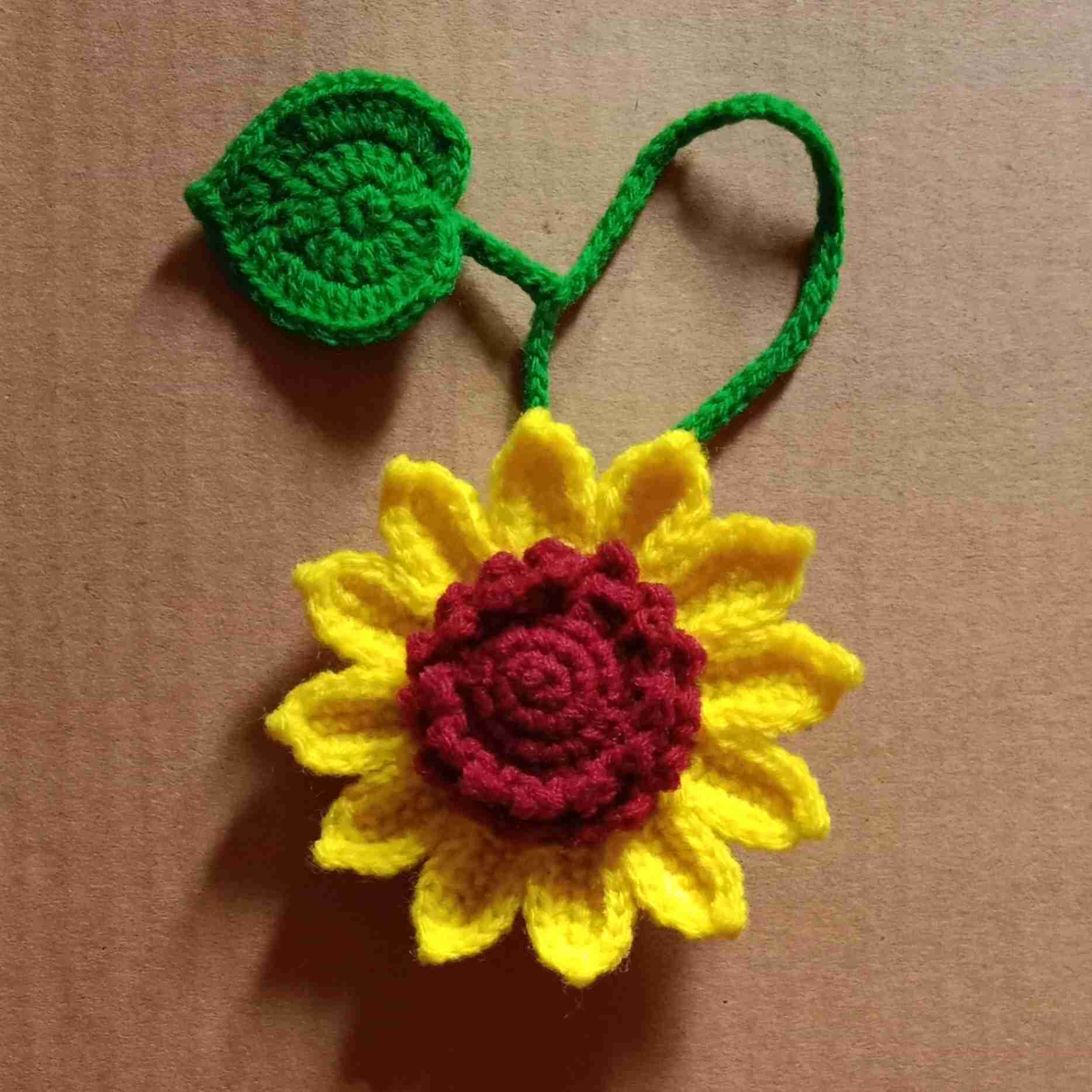 Crochet Woollen Sunflower Keychain