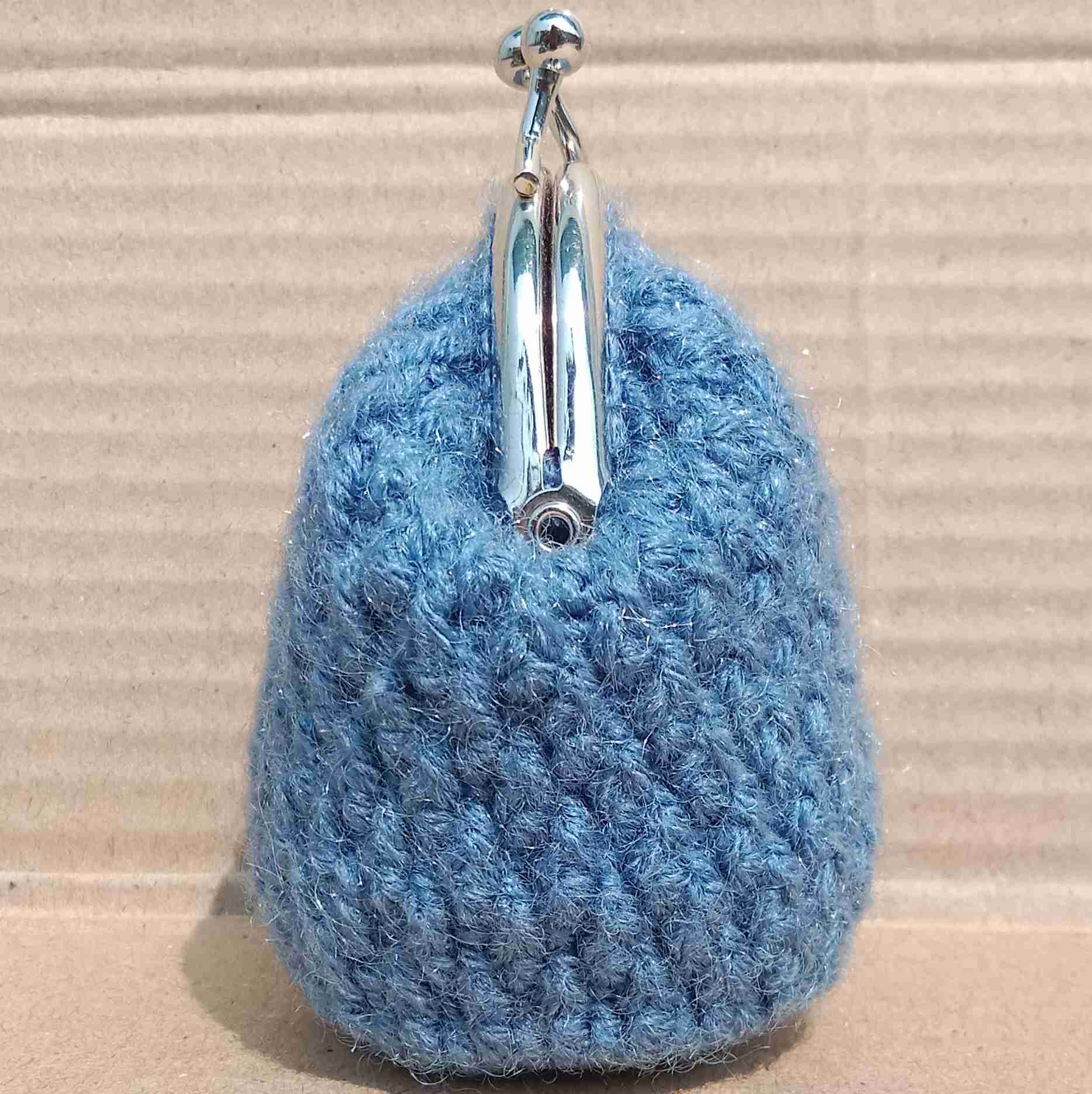 Crochet Woollen Alpine Stitch Clutch Pouch With Keychain  image