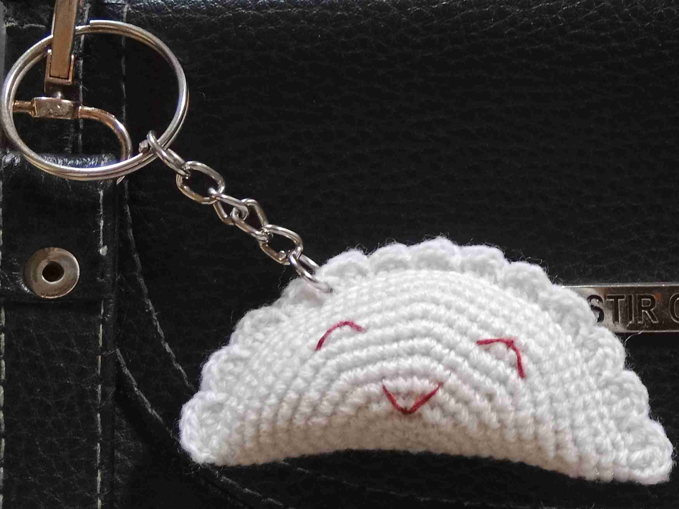 Crochet Woollen Momos Dumplings Keychain