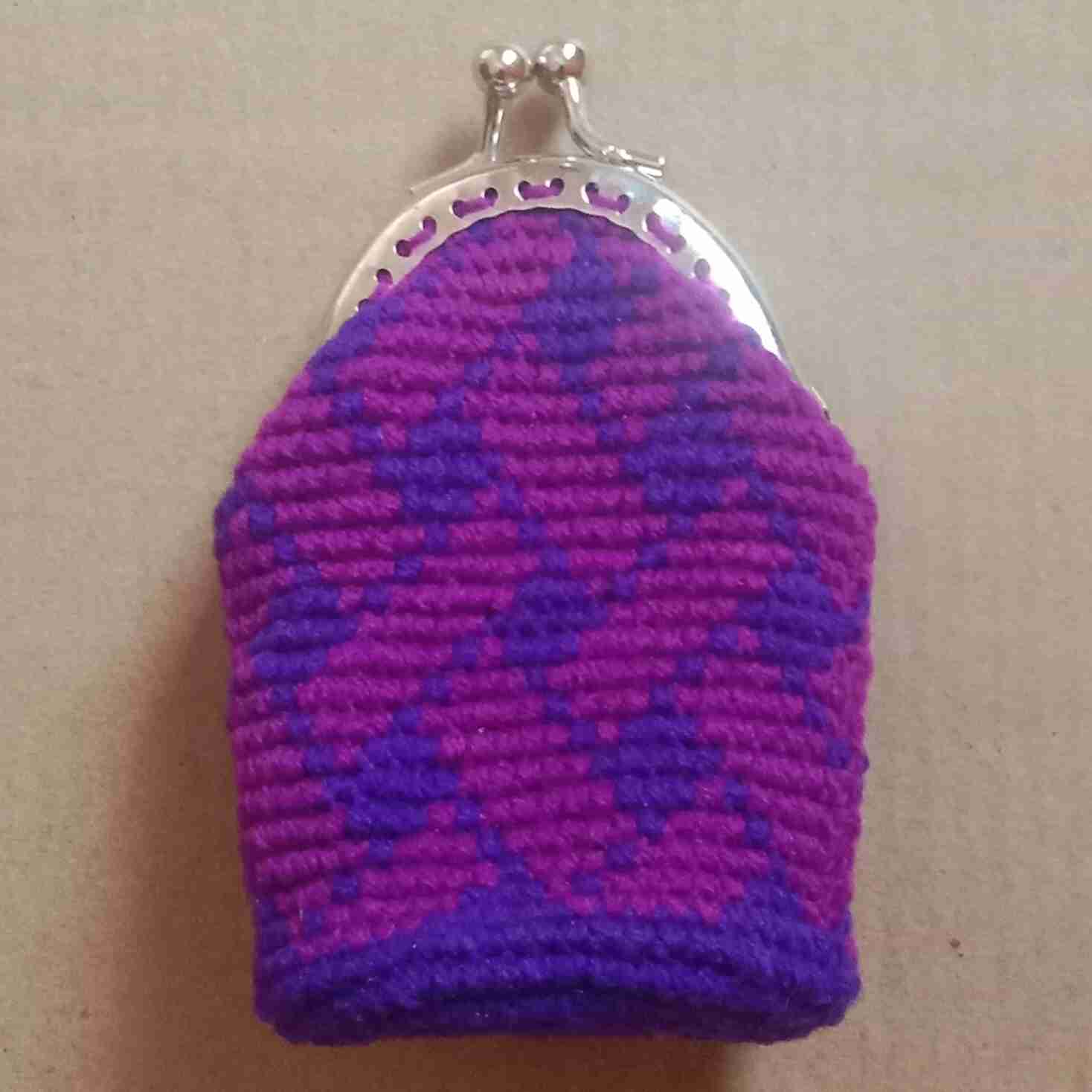 Crochet Woollen Clutch Pouch with Keychain