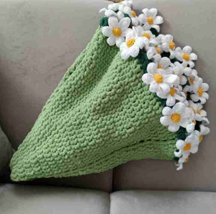 Handmade To Order Crochet Daisy Bouquet Blanket