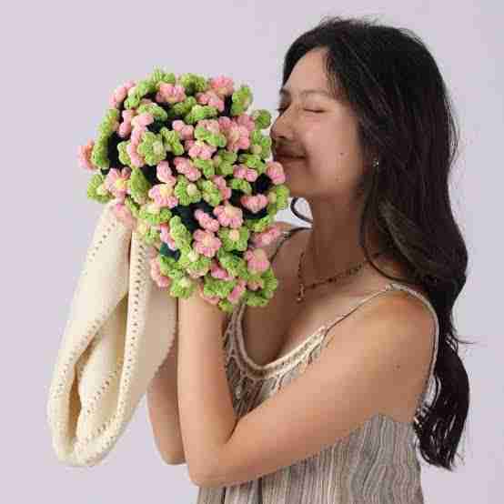 Handmade To Order Crochet Puff Flower Bouquet Blanket