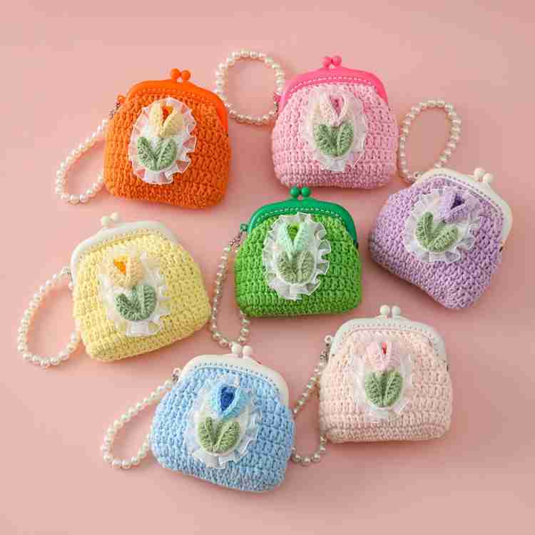 Handmade To Order Crochet Woollen Tulip Lucky Clutch Pouch