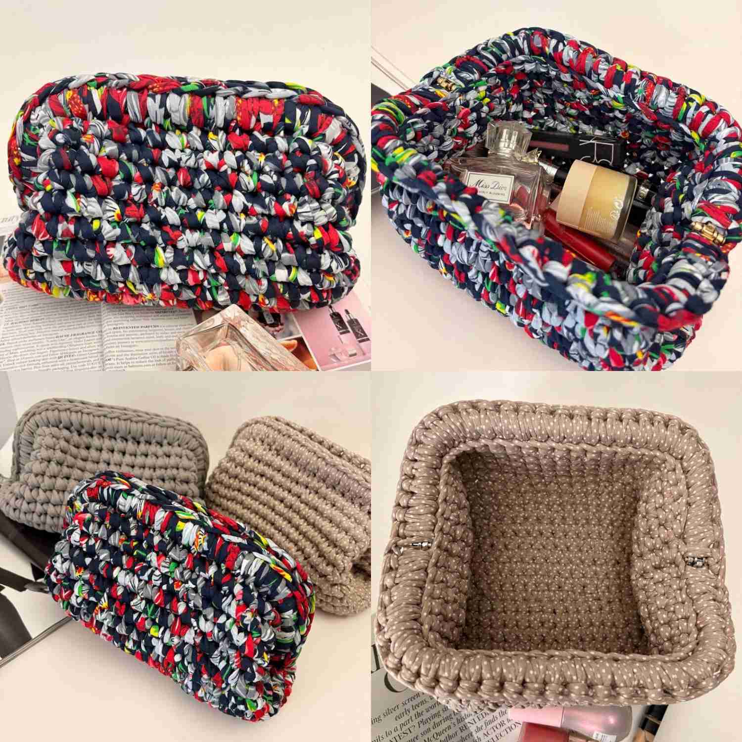 Crochet Printed T-Shirt Yarn Dumpling Clutch Bag